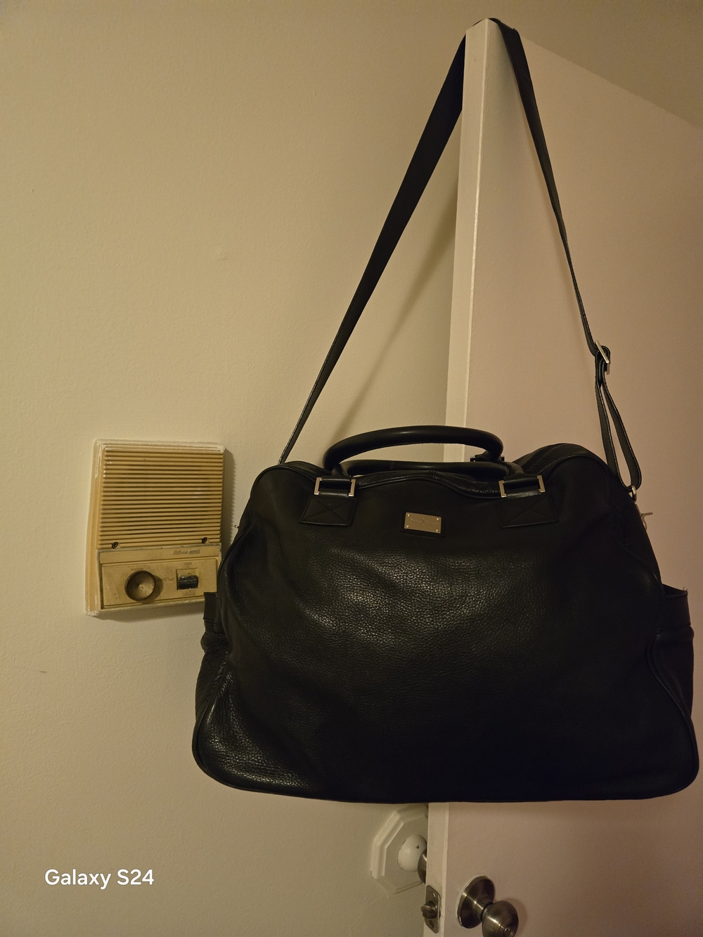 Cole Haan Men's Black Leather Weekender Bag - Classic Carryall